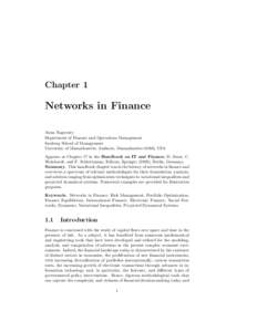 Chapter 1  Networks in Finance Anna Nagurney Department of Finance and Operations Management Isenberg School of Management