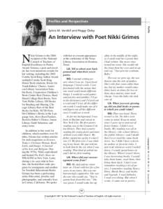 Profiles and Perspectives Profile Sylvia M. Vardell and Peggy Oxley  An Interview with Poet Nikki Grimes