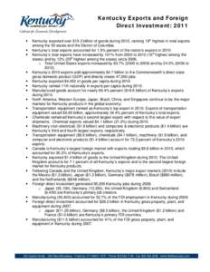 Kentucky Exports and Foreign Direct Investment: 2011 • • •