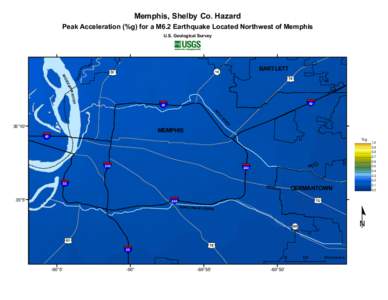 Memphis, Shelby Co. Hazard Peak Acceleration (%g) for a M6.2 Earthquake Located Northwest of Memphis E R  U.S. Geological Survey