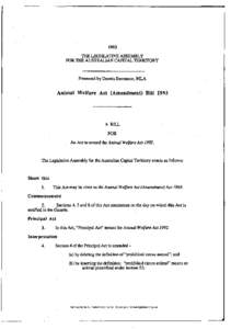 1993 THE LEGISLATIVE ASSEMBLY FOR THE AUSTRALIAN CAPITAL TERRITORY Presented by Dennis Stevenson, MLA