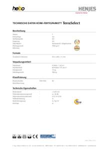 Technische Daten Kork-Fertigparkett  TerraSelect Beschreibung Dekore