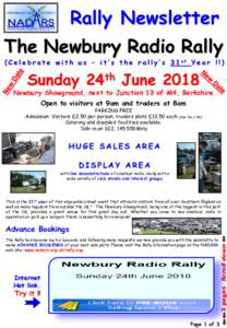 Rally Newsletter  The Newbury Radio Rally ( C e l e b r a t e w i t h u s – i t ’ s t h e r a l l y ’ s 3 1 st Y e a r ! ! )