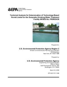 Technical Analysis for Determination of Technology-Based Permit Limits for the Guaynabo Drinking Water Treatment Facility NPDES No. PR0022438