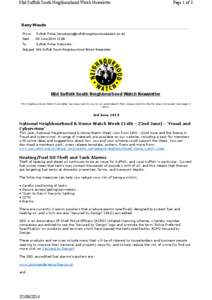 Mid Suffolk South Neighbourhood Watch Newsletter  Page 1 of 3 Barry Woods From: