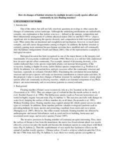 How do changes of habitat structure by multiple invasive woody species affect ant community in rare floating marshes? I. STATEMENT OF WORK 1. Introduction One of the oldest, but still not fully resolved, questions in eco