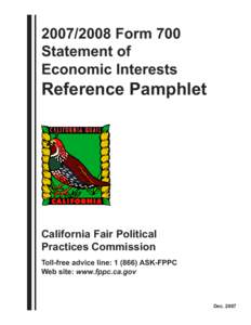 Form 700 Statement of Economic Interests Reference Pamphlet