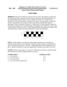 AMERICAN COMPUTER SCIENCE LEAGUECONTEST #2 Senior Division Programming Problem