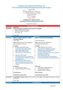 Southern Voice Research Conference on Post-2015 International Development Goals and Targets Organised by in association with