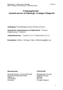 Erfahrungsbericht – Auslandssemester in Edinburgh Steffen L. Herberger, Hochschule Karlsruhe – Wirtschaft und Technik