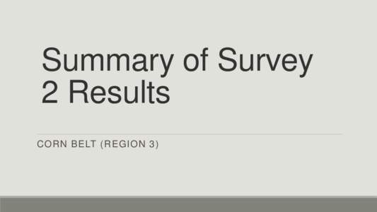 Summary of Survey 2 Results CORN BELT (REGION 3) Objective of Survey 2: To inform the status of specific threats and importance of various conservation actions for habitats within