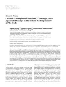 Catechol-O-methyltransferase (COMT) Genotype Affects Age-Related Changes in Plasticity in Working Memory: A Pilot Study