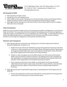 510 E. Washington Street, Suite 309, Bloomington, ILTel |  | illinoispeoplesaction.org IPA Demands for IDNR: 