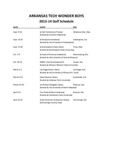 ARKANSAS TECH WONDER BOYS[removed]Golf Schedule DATE