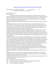 Southern Campaign American Revolution Pension Statements & Rosters Pension Application of John Conway W8622 Anna Conway Transcribed and annotated by C. Leon Harris  VA