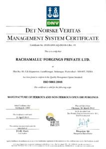 Drr NonsKEVrnrrAS MexecEMENT SvsrEM CnnuFrcATE Certificate No[removed]AQ-IND-RvA Rev. 03