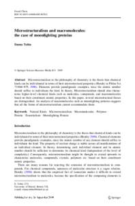 Found Chem DOI[removed]s10698[removed]Microstructuralism and macromolecules: the case of moonlighting proteins Emma Tobin
