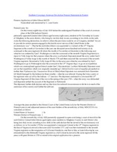 Southern Campaign American Revolution Pension Statements & Rosters Pension Application of John Gibson S41578 Transcribed and annotated by C. Leon Harris Pennsylvania Sct. On this twenty eighth day of July 1818 before the