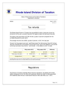 Rhode Island Division of Taxation State of Rhode Island and Providence Plantations Department of Revenue Advisory  May 31, 2013
