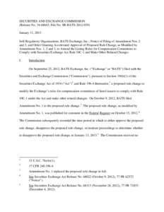 SECURITIES AND EXCHANGE COMMISSION (Release No; File No. SR-BATSJanuary 11, 2013 Self-Regulatory Organizations; BATS Exchange, Inc.; Notice of Filing of Amendment Nos. 2 and 3, and Order Granting Acc