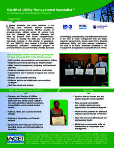 Certified Utility Management Specialist™ A Professional Certification Program OVERVIEW U