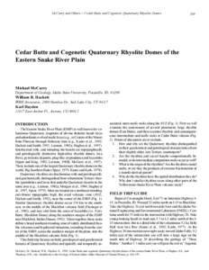 McCurry and Others -- Cedar Butte and Cogenetic Quaternary Rhyolite Domes  169 Cedar Butte and Cogenetic Quaternary Rhyolite Domes of the Eastern Snake River Plain