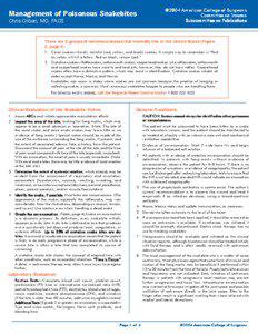 Management of Poisonous Snakebites Chris Cribari, MD, FACS