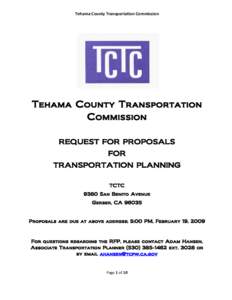 Tehama County Transportation Commission  Tehama County Transportation Commission REQUEST FOR PROPOSALS FOR