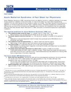 Radiation Emergencies: Acute Radiation Syndrome: A Fact Sheet for Physicians