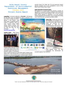 Palm Beach County Department of Environmental Resources Management October 2014 Project Status Report LagoonFest: A community celebration on November 1 will showcase