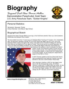 Biography  Sergeant First Class Thomas Melton Demonstration Parachutist, Gold Team