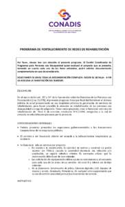 PROGRAMA DE FORTALECIMIENTO DE REDES DE REHABILITACIÓN