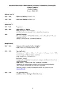 Preliminary Programme as at 11 May 2010