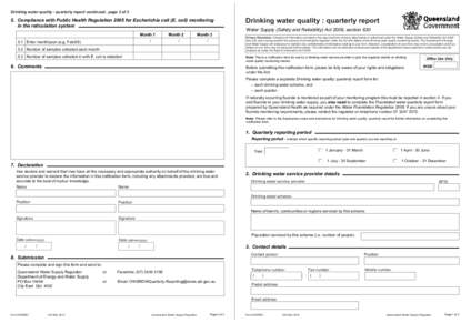 Drinking Water Quality: Quarterly Report form