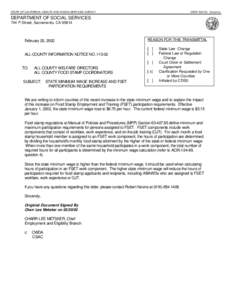 STATE OF CALIFORNIA--HEALTH AND HUMAN SERVICES AGENCY  GRAY DAVIS, Governor DEPARTMENT OF SOCIAL SERVICES 744 P Street, Sacramento, CA 95814