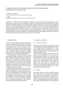 Permafrost, Phillips, Springman & Arenson (eds) © 2003 Swets & Zeitlinger, Lisse, ISBN[removed]A rapidly moving small rock glacier at the lower limit of the mountain permafrost belt in the Swiss Alps A. Ikeda & N.