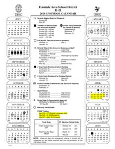 X  Ferndale Area School District K[removed]SCHOOL CALENDAR