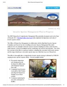 Office of Mauna Kea Management News January 23, 2013