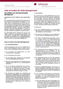 rehacare GmbH Gesellschaft der medizinischen und beruﬂichen Rehabilitation Code of Conduct des Reha-Managements  Alle Möglichkeiten nutzen