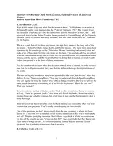 Interview with Barbara Clark Smith (Curator, National Museum of American History) Probate Record for Moore Fauntleroy[removed]Introduction (2:28) Right at the outset it lays out what this document is about. “In Obedi