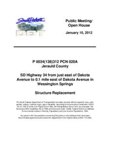 Public Meeting/ Open House January 10, 2012 P[removed]PCN 020A Jerauld County