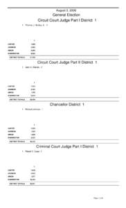 August 3, 2006  General Election Circuit Court Judge Part I District 1 1