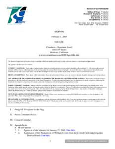 February 1, [removed]Board of Supervisors Agenda