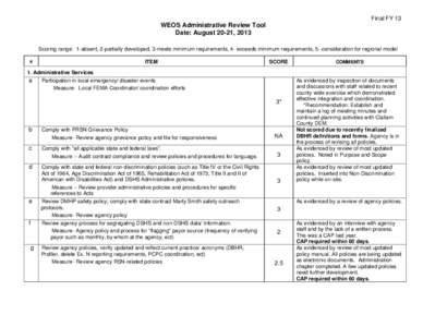 2013 Aug WEOS Admin Review Summary Report