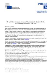 Council of the European Union PRESS EN BACKGROUND NOTE