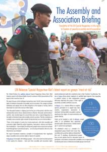 The Assembly and Association Briefing Newsletter of the UN Special Rapporteur on the rights to freedom of peaceful assembly and of association Vol. 1, Issue 4 (Published May 16, 2014)