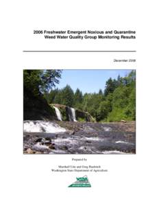 2006 Freshwater Emergent Noxious and Quarantine Weed Water Quality Group Monitoring Results