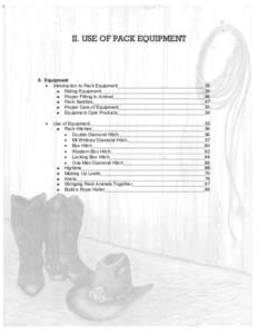 PACK & SADDLE STOCK CAMPING EQUIPMENT II. USE OF PACK EQUIPMENT  II. Equipment