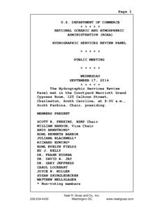 Page 1 U.S. DEPARTMENT OF COMMERCE + + + + + NATIONAL OCEANIC AND ATMOSPHERIC ADMINISTRATION (NOAA) HYDROGRAPHIC SERVICES REVIEW PANEL