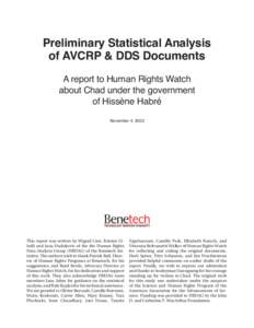 Preliminary Statistical Analysis of AVCRP & DDS Documents A report to Human Rights Watch about Chad under the government of Hissène Habré November 4, 2003